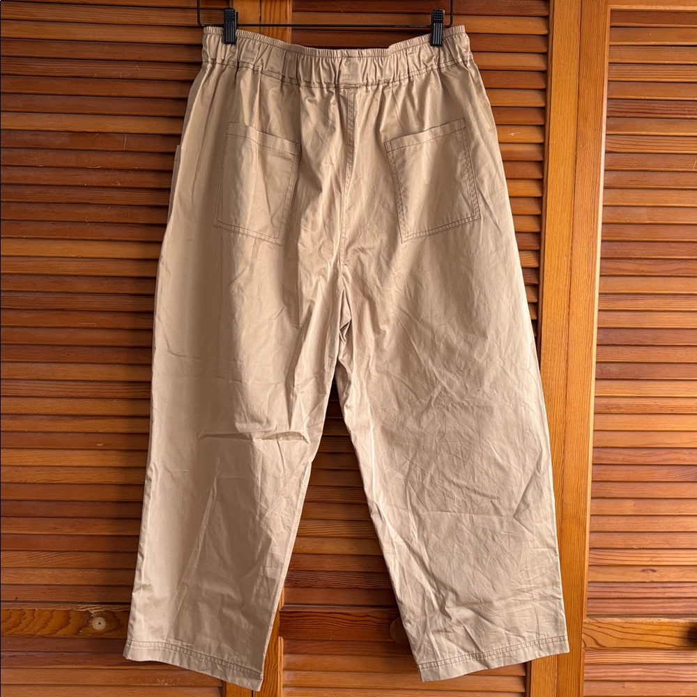 Zara Elastic‎ Waist Cargo Pants Small Wide Leg Pull On Womens Beige Tan Sz L NWT - Picture 3 of 14